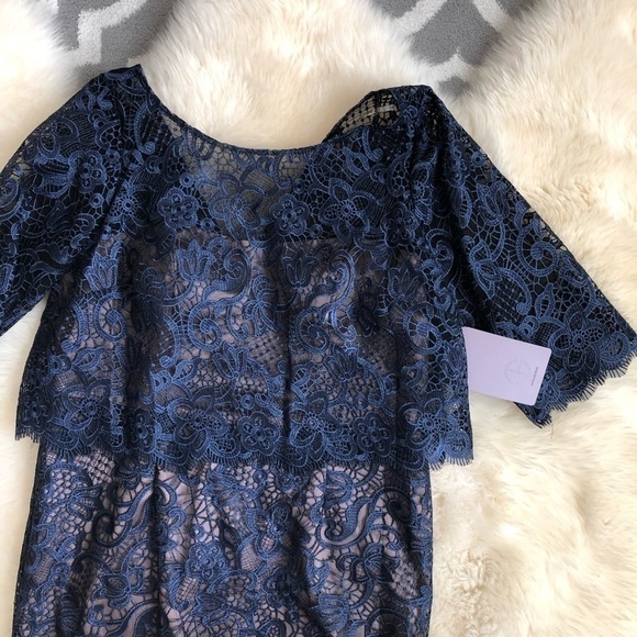 JS Collections Floral Lace Popover Gown Maxi Dress - Picture 3 of 7